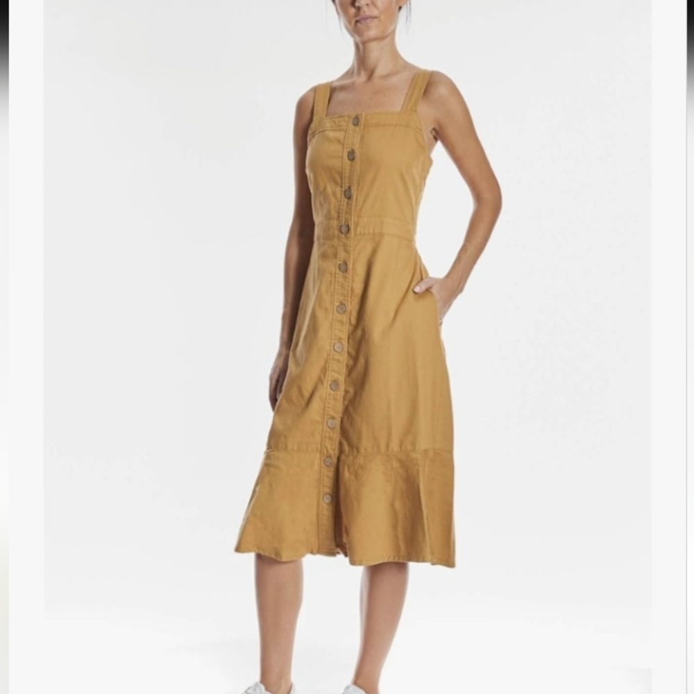 OAT New York Women's Honey Mustard Button-Down Dress In Size Medium